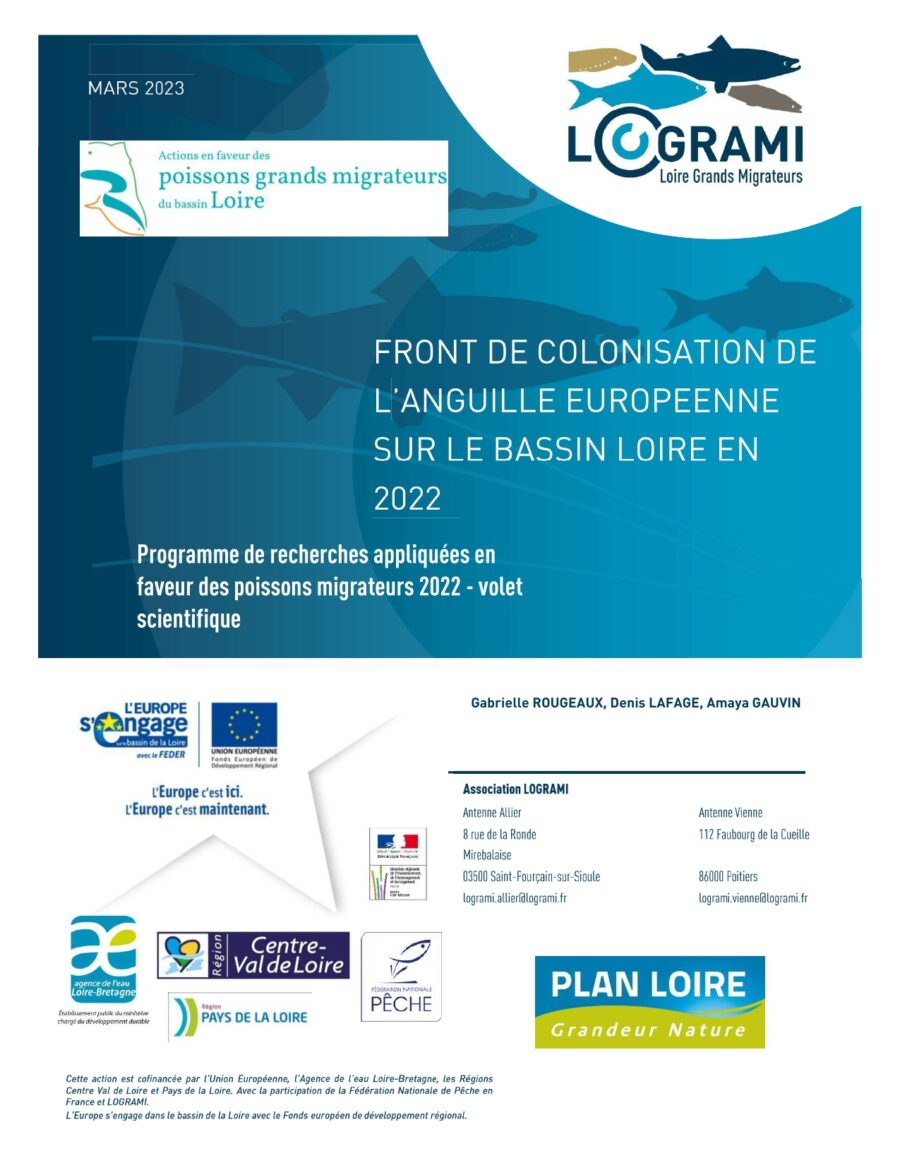 Front de colonisation de l'Anguille européenne sur le bassin Loire en 2022